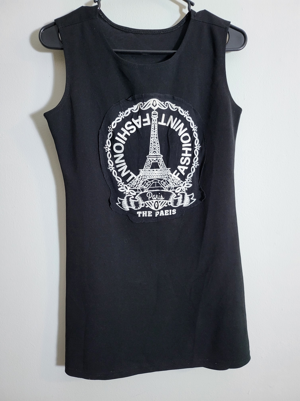 Black Sleeveless Paris Graphic Mini Dress